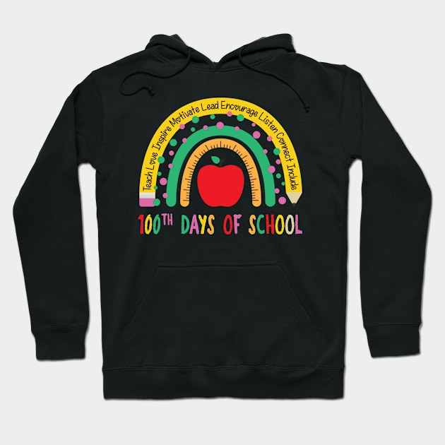 100th Day Of School Teacher - 100 Days Smarter Rainbow  Hoodie by schirmerbas